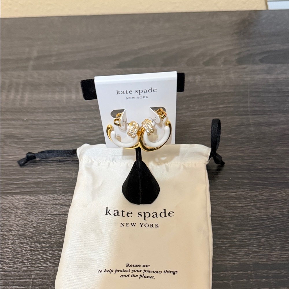 Kate Spade Gold and White Earrings